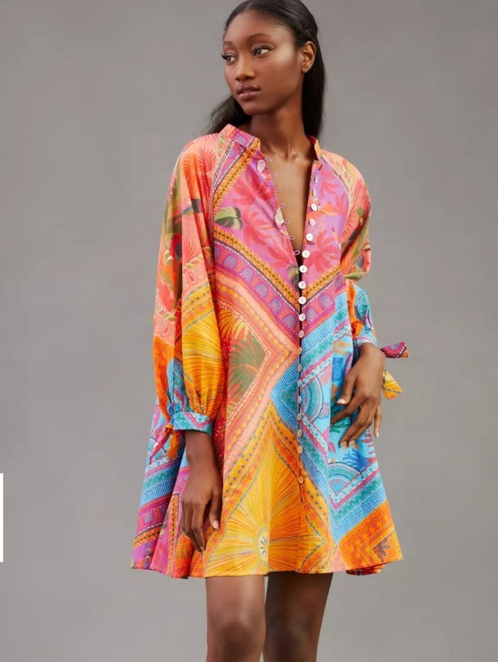 Farm Rio Buttonfront Mini Shirt Dress Size M